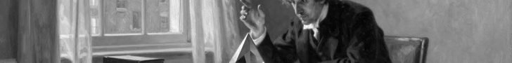 Elenctic review banner — scholar examining a prism refracting light across papers
